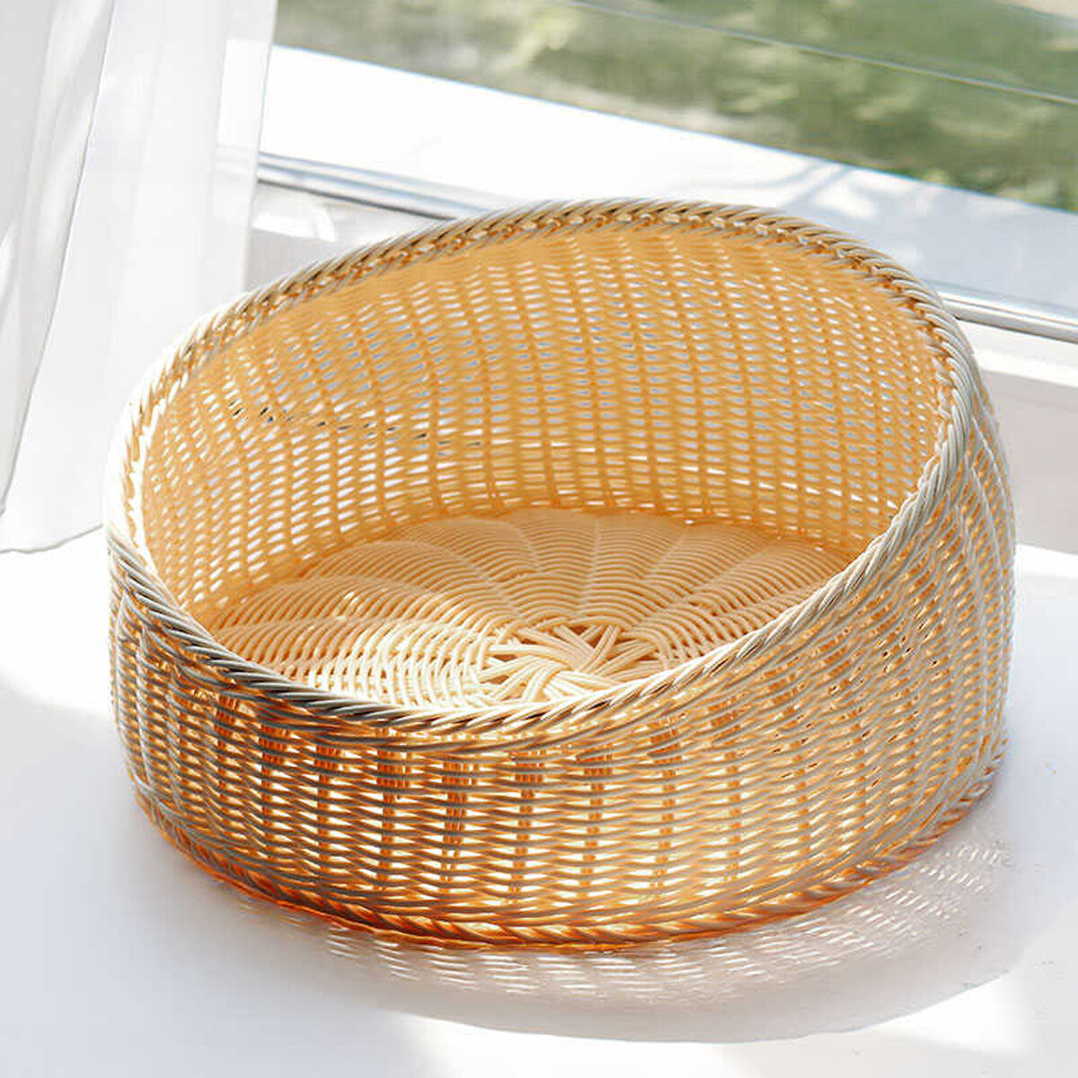 Imitation Rattan Woven round Cat Nest Cat House Summer Bed Soft Cat Pet Supplies