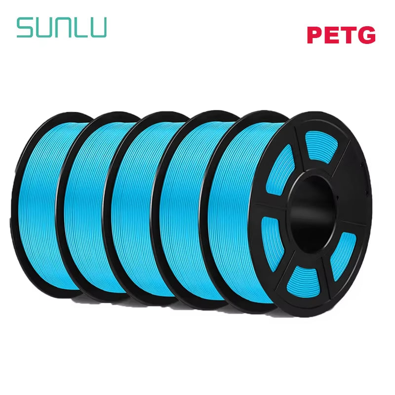 PETG 3D Filament 1KG 1.75MM 5Rolls Arranged Neatly Clogging Free No Bubble Odorless Eco-Friendly Good Toughness