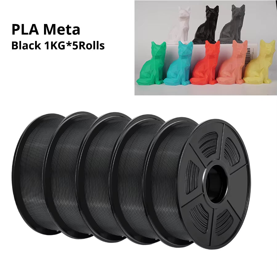 PLA Meta 3D Filament 5KG 1.75MM No Bubble Odorless High Liquidity Better for Fast Printing Eco-Friendly Artwork Design