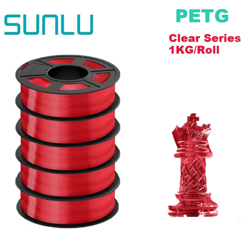 PETG 3D Filament 1KG 1.75MM 5Rolls Arranged Neatly Clogging Free No Bubble Odorless Eco-Friendly Good Toughness
