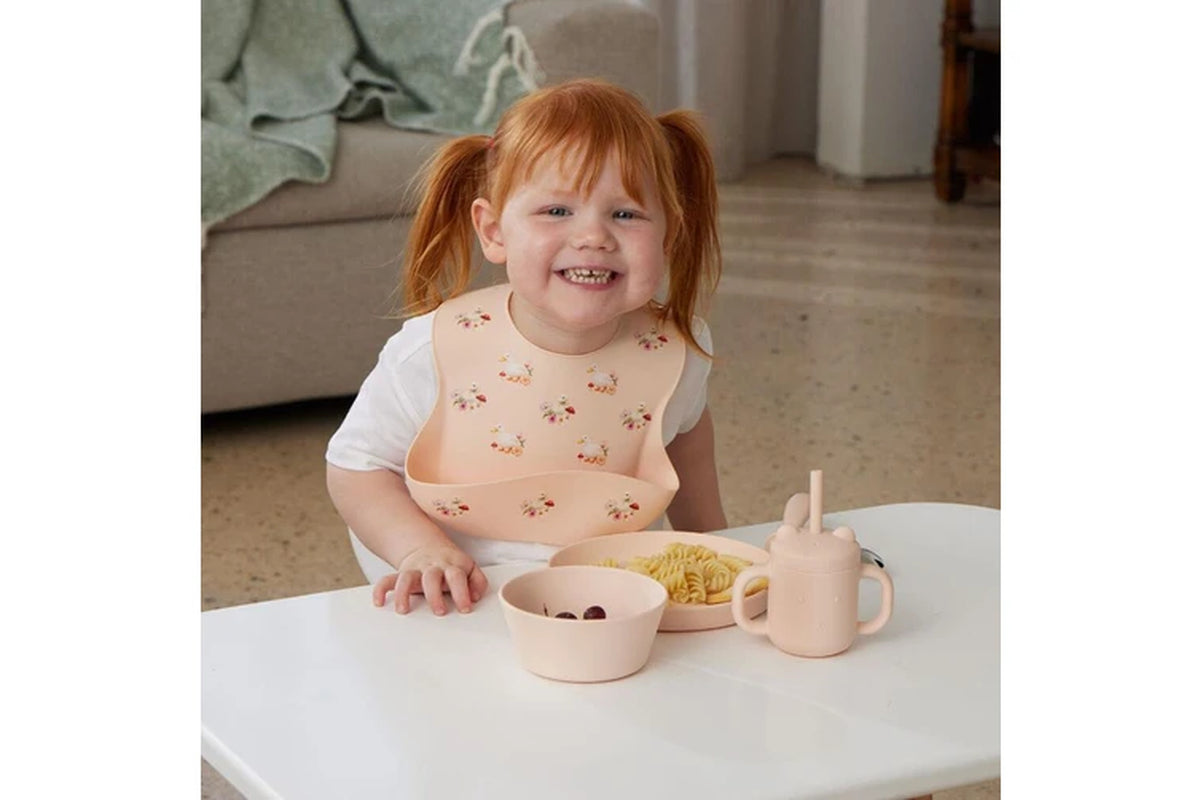 Silicone Bib Baby/Toddler Dinnerware Peach (2 pack)