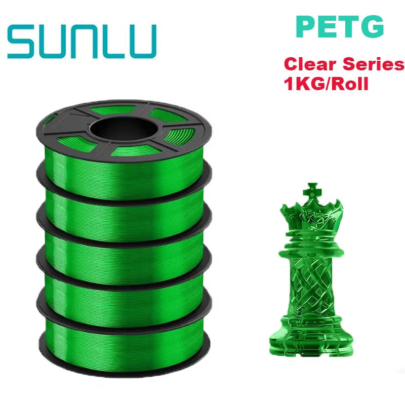 PETG 3D Filament 1KG 1.75MM 5Rolls Arranged Neatly Clogging Free No Bubble Odorless Eco-Friendly Good Toughness