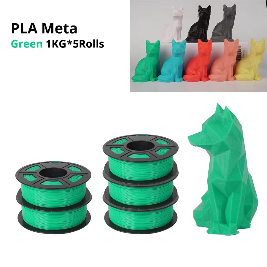 PLA Meta 3D Filament 5KG 1.75MM No Bubble Odorless High Liquidity Better for Fast Printing Eco-Friendly Artwork Design