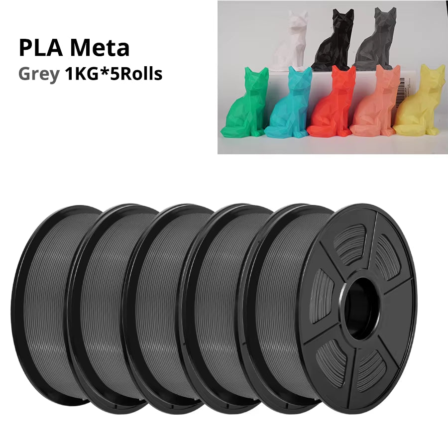 PLA Meta 3D Filament 5KG 1.75MM No Bubble Odorless High Liquidity Better for Fast Printing Eco-Friendly Artwork Design