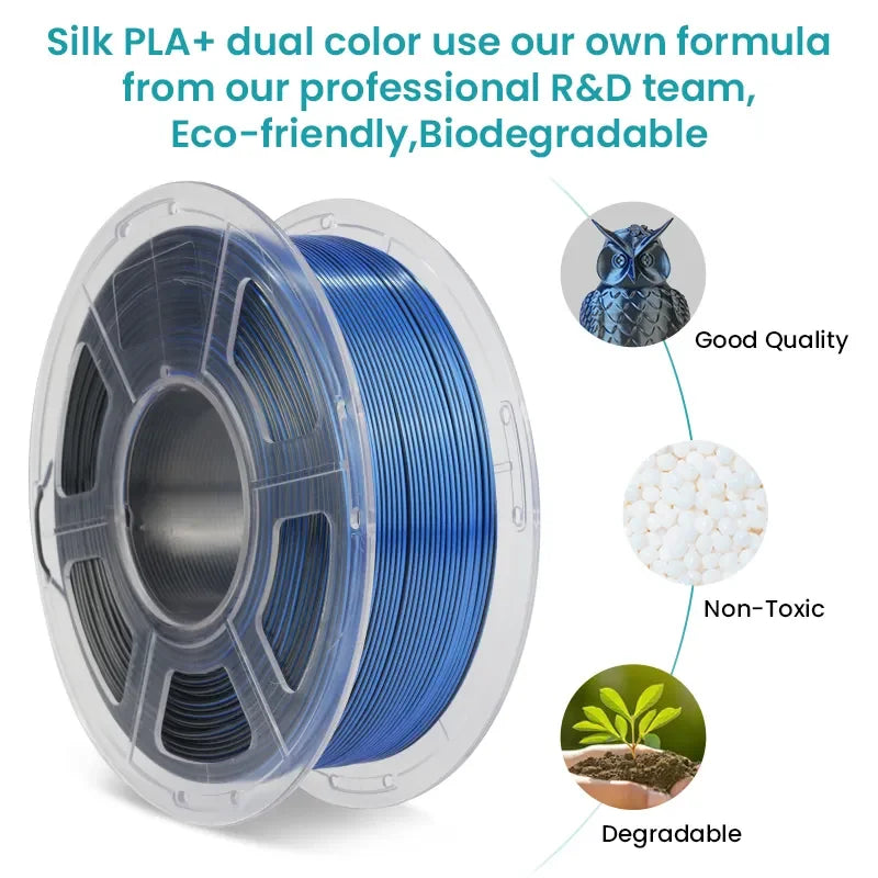 Silk Dual/Triple/Tpu SILK 3D Printer Filament 1KG 1.75MM 5Rolls SILK/PLA Rabinbow Eco-Friendly FREE SHIP