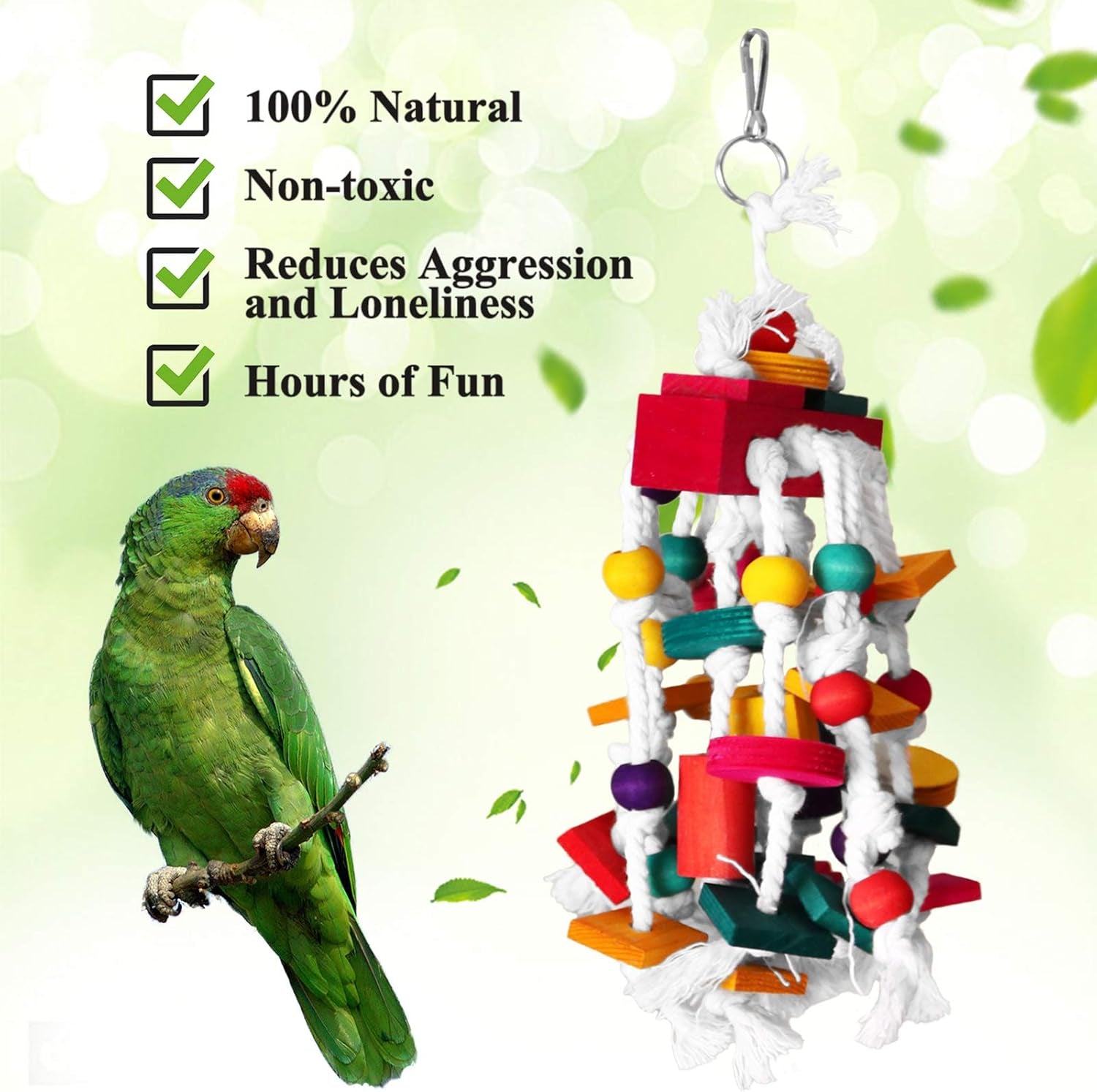 Bird Chewing Toy - Parrot Cage Bite Toys Wooden Block Bird Parrot Toys for Small and Medium Parrots and Birds
