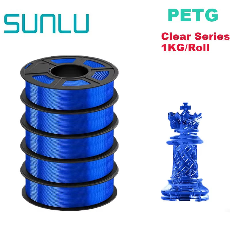 PETG 3D Filament 1KG 1.75MM 5Rolls Arranged Neatly Clogging Free No Bubble Odorless Eco-Friendly Good Toughness