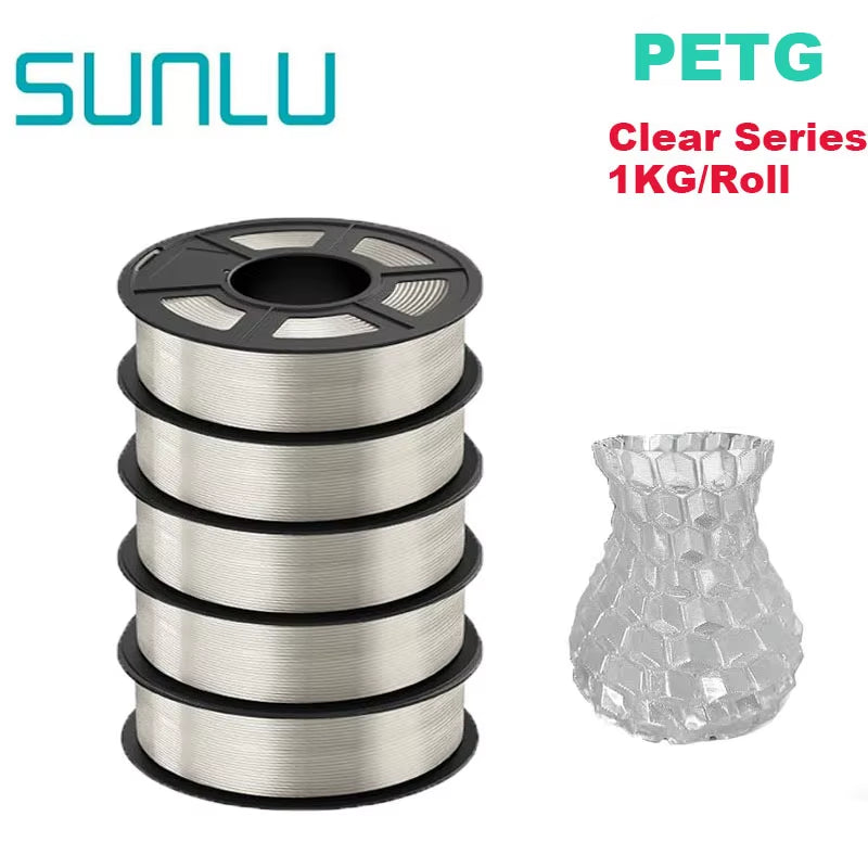 PETG 3D Filament 1KG 1.75MM 5Rolls Arranged Neatly Clogging Free No Bubble Odorless Eco-Friendly Good Toughness