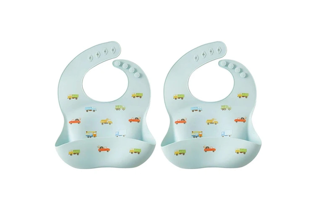 Silicone Bib Baby/Toddler Dinnerware Blue (2 Pack)