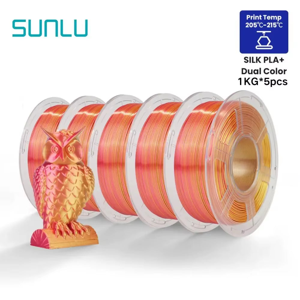 Silk Dual/Triple/Tpu SILK 3D Printer Filament 1KG 1.75MM 5Rolls SILK/PLA Rabinbow Eco-Friendly FREE SHIP