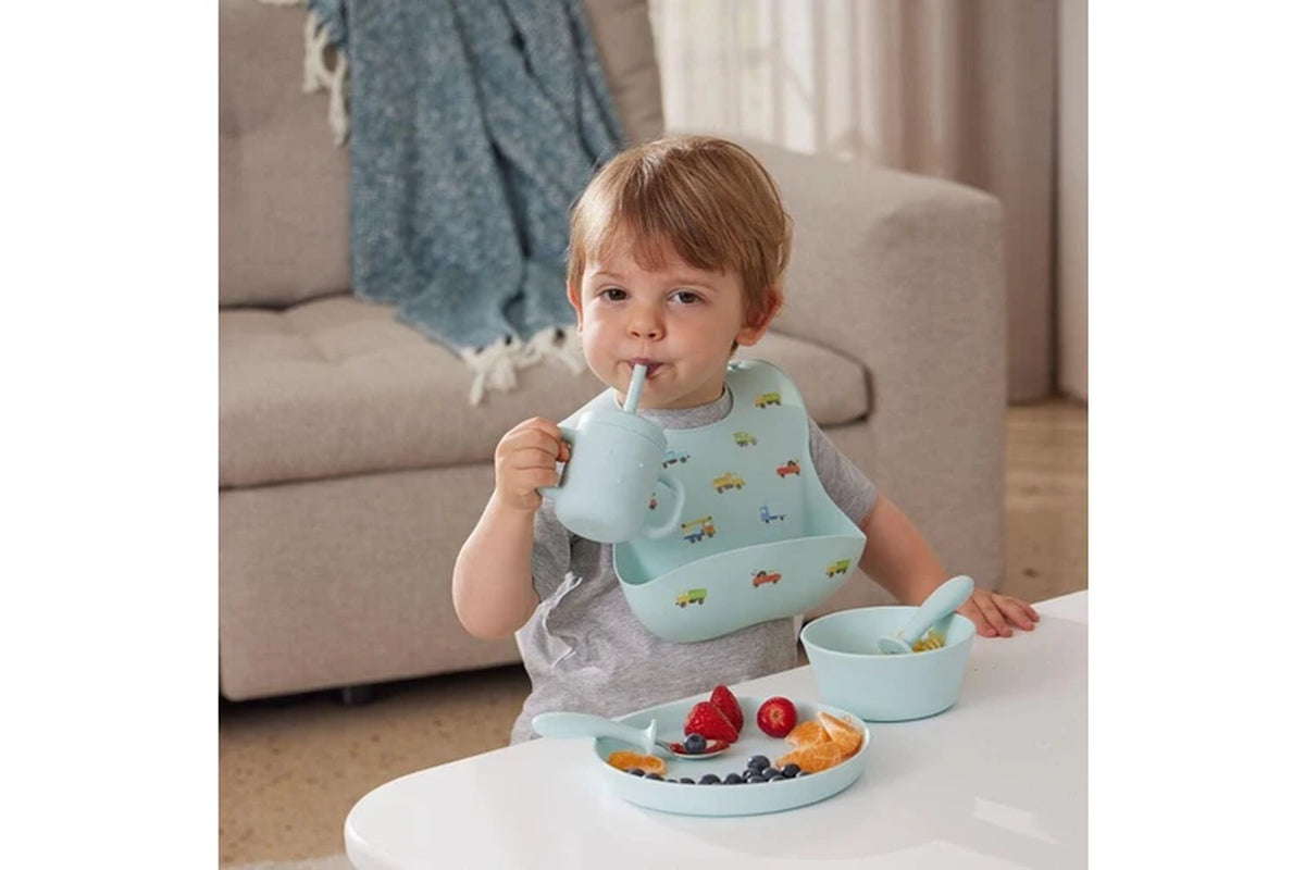 Silicone Bib Baby/Toddler Dinnerware Blue (2 Pack)
