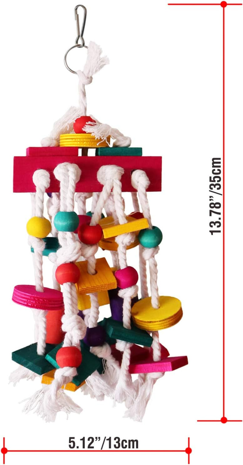 Bird Chewing Toy - Parrot Cage Bite Toys Wooden Block Bird Parrot Toys for Small and Medium Parrots and Birds