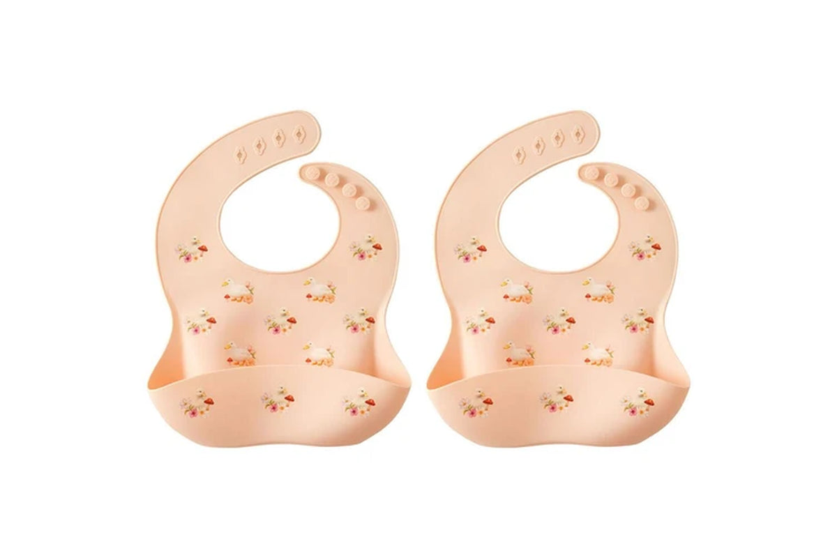 Silicone Bib Baby/Toddler Dinnerware Peach (2 pack)