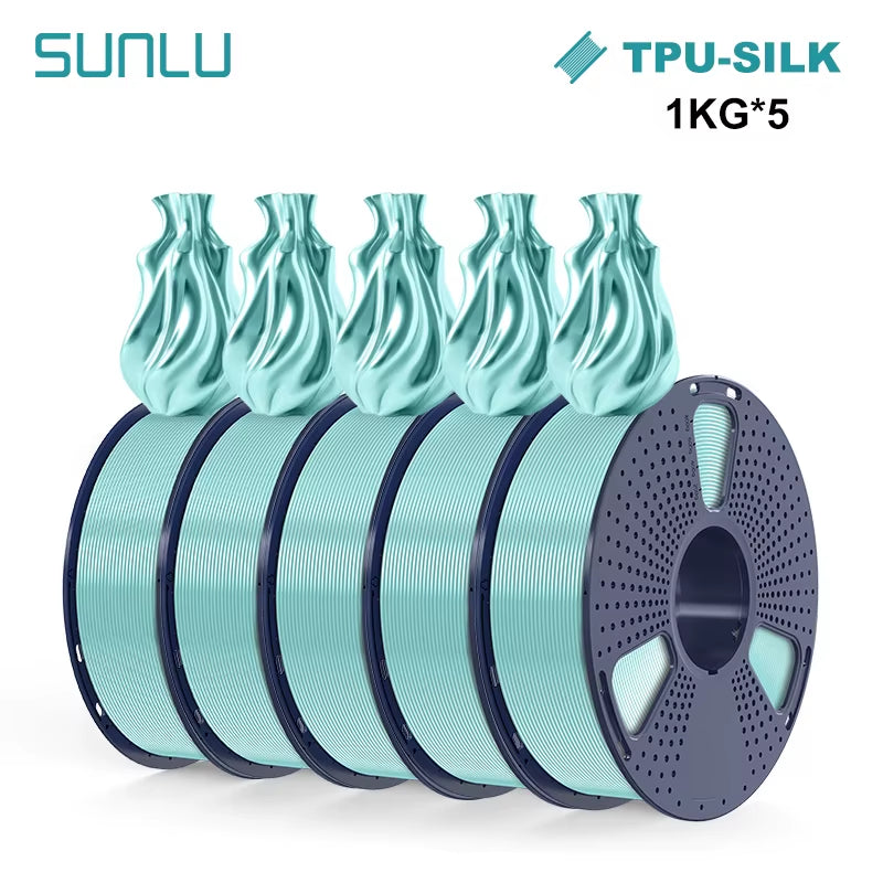 Silk Dual/Triple/Tpu SILK 3D Printer Filament 1KG 1.75MM 5Rolls SILK/PLA Rabinbow Eco-Friendly FREE SHIP