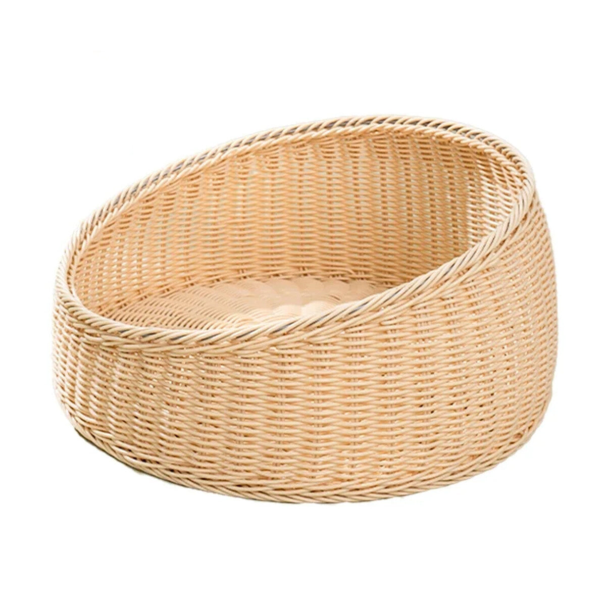 Imitation Rattan Woven round Cat Nest Cat House Summer Bed Soft Cat Pet Supplies