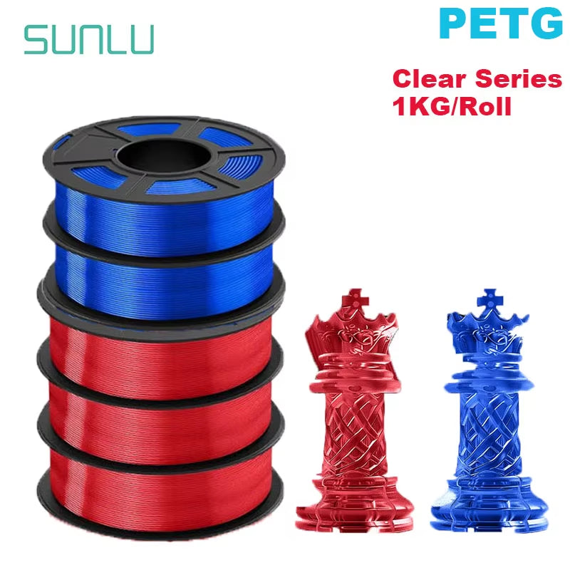 PETG 3D Filament 1KG 1.75MM 5Rolls Arranged Neatly Clogging Free No Bubble Odorless Eco-Friendly Good Toughness