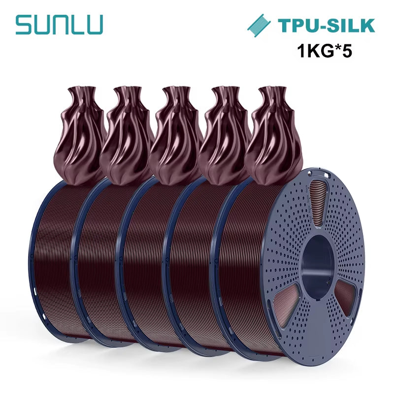 Silk Dual/Triple/Tpu SILK 3D Printer Filament 1KG 1.75MM 5Rolls SILK/PLA Rabinbow Eco-Friendly FREE SHIP