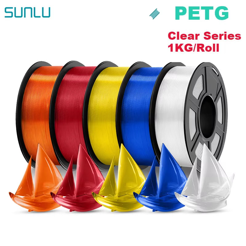 PETG 3D Filament 1KG 1.75MM 5Rolls Arranged Neatly Clogging Free No Bubble Odorless Eco-Friendly Good Toughness
