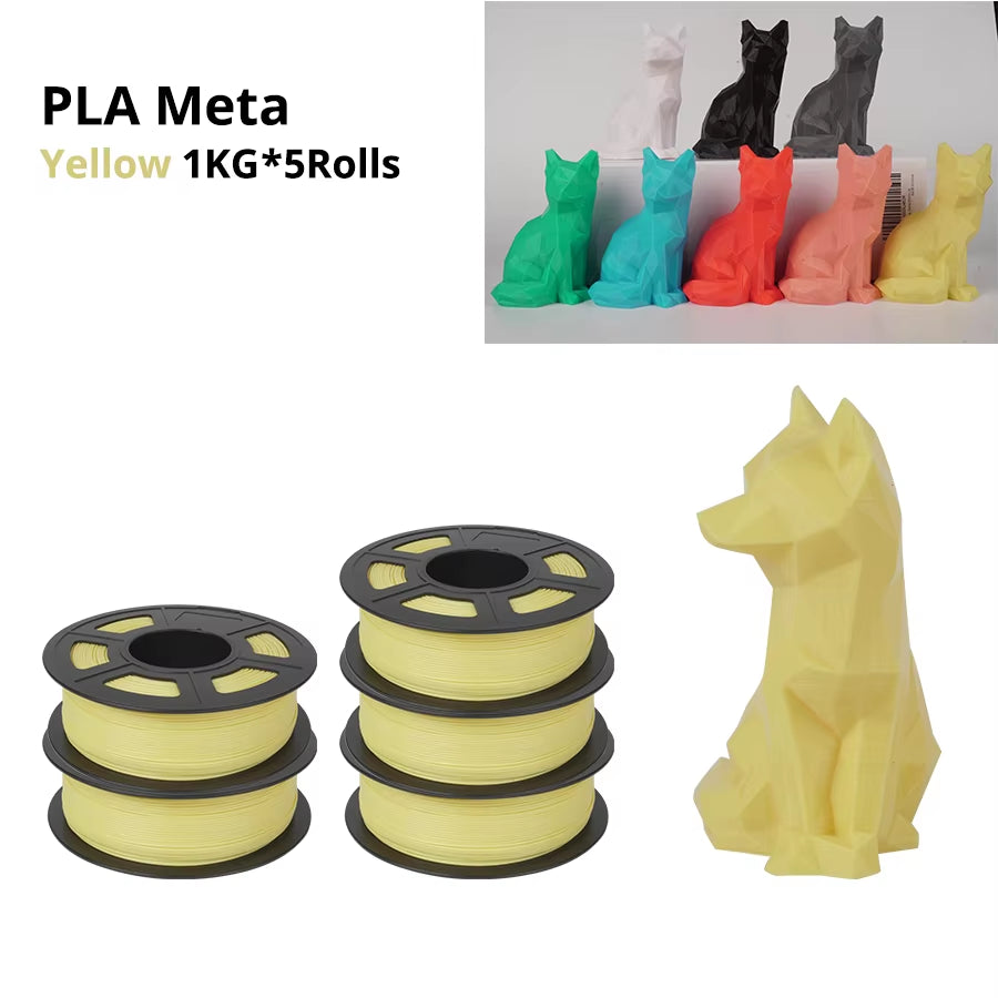PLA Meta 3D Filament 5KG 1.75MM No Bubble Odorless High Liquidity Better for Fast Printing Eco-Friendly Artwork Design