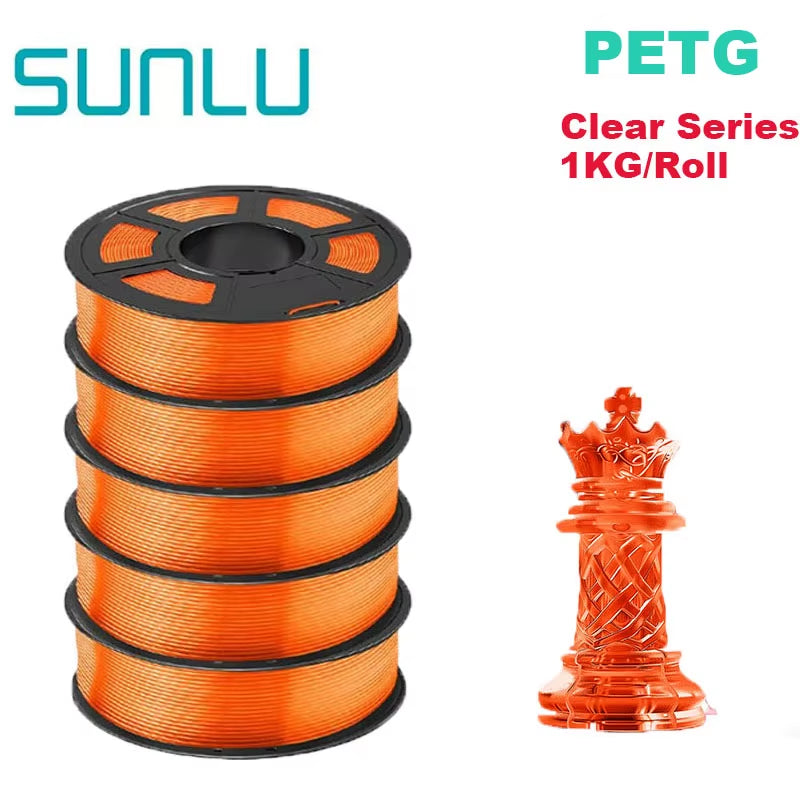 PETG 3D Filament 1KG 1.75MM 5Rolls Arranged Neatly Clogging Free No Bubble Odorless Eco-Friendly Good Toughness