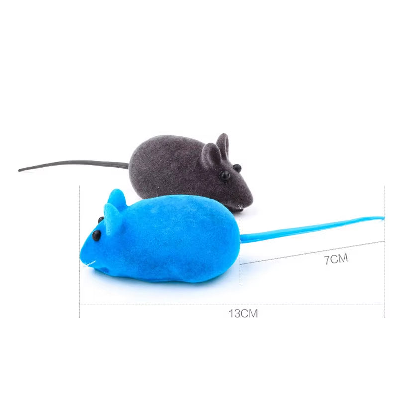 Funny Flocking Mouse Cat Toy with Realistic Sound Plush Rubber Vinyl Pet Mouse Random Colors Interactive Cat Supplies