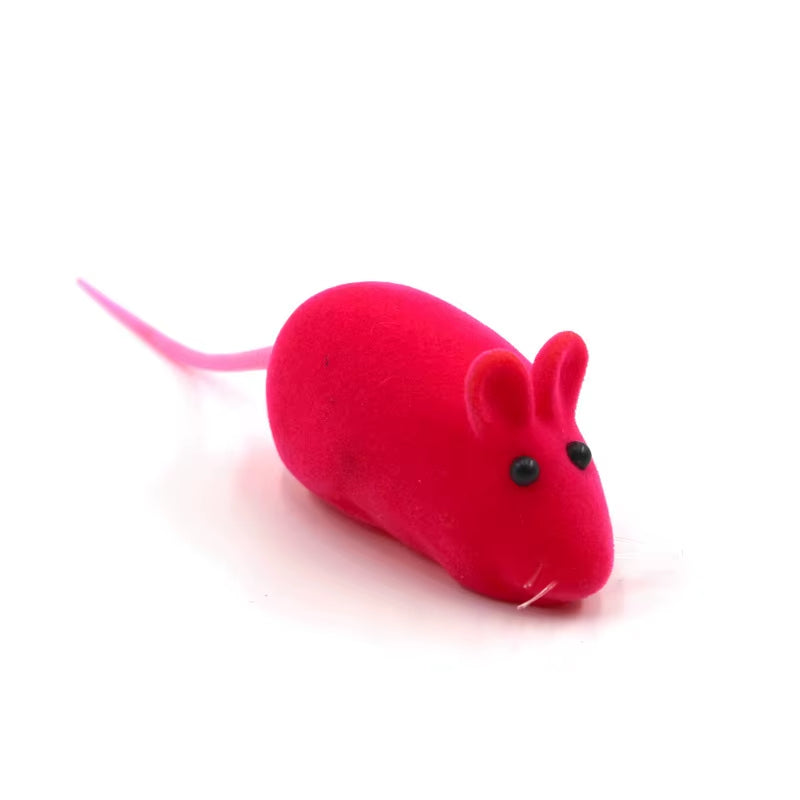 Funny Flocking Mouse Cat Toy with Realistic Sound Plush Rubber Vinyl Pet Mouse Random Colors Interactive Cat Supplies