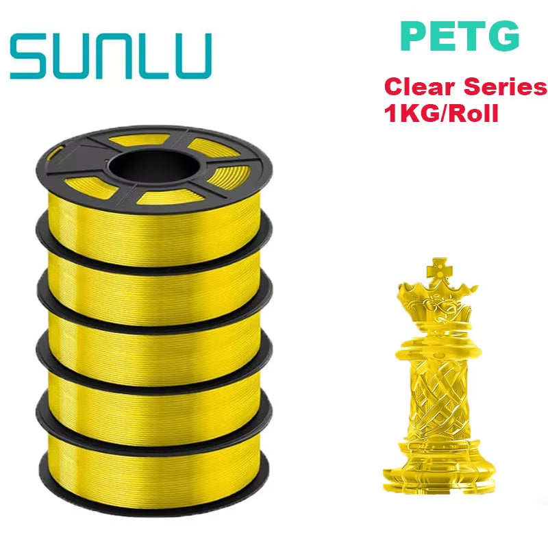 PETG 3D Filament 1KG 1.75MM 5Rolls Arranged Neatly Clogging Free No Bubble Odorless Eco-Friendly Good Toughness